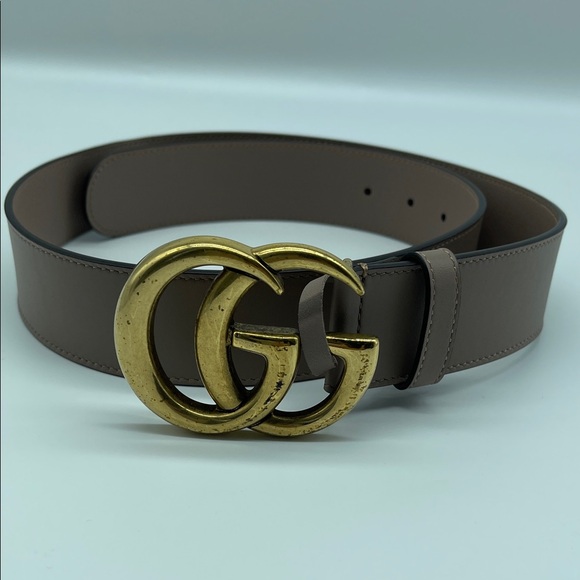 Gucci Tan Leather Belt with Gold GG Buckle - Picture 3 of 5